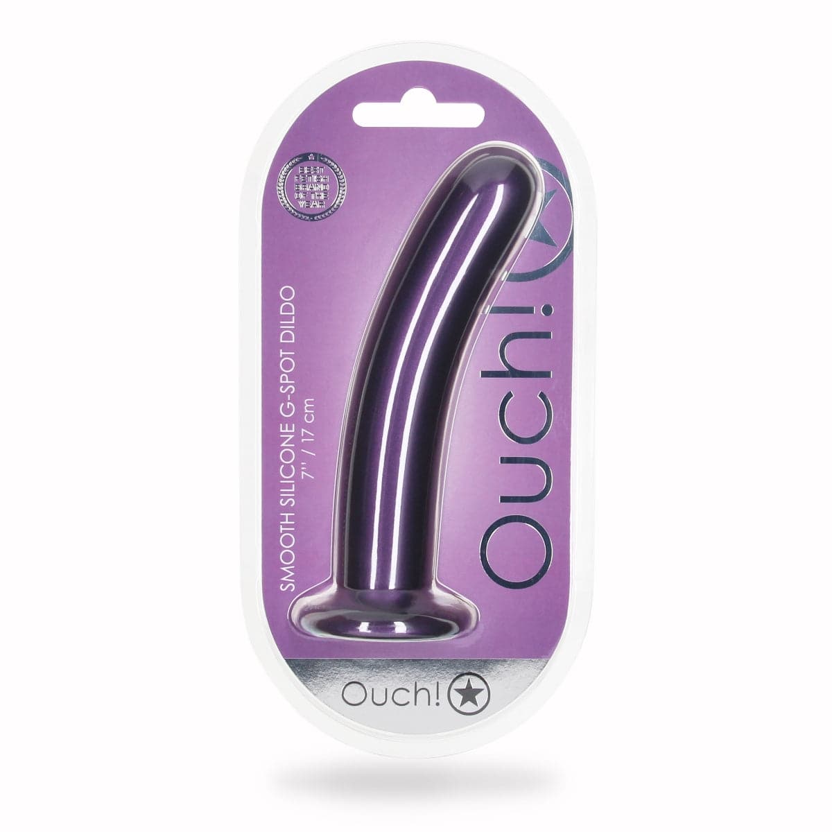 Ouch Smooth Silicone G Spot Dildo 7Inch Metallic Purple - Adult Outlet