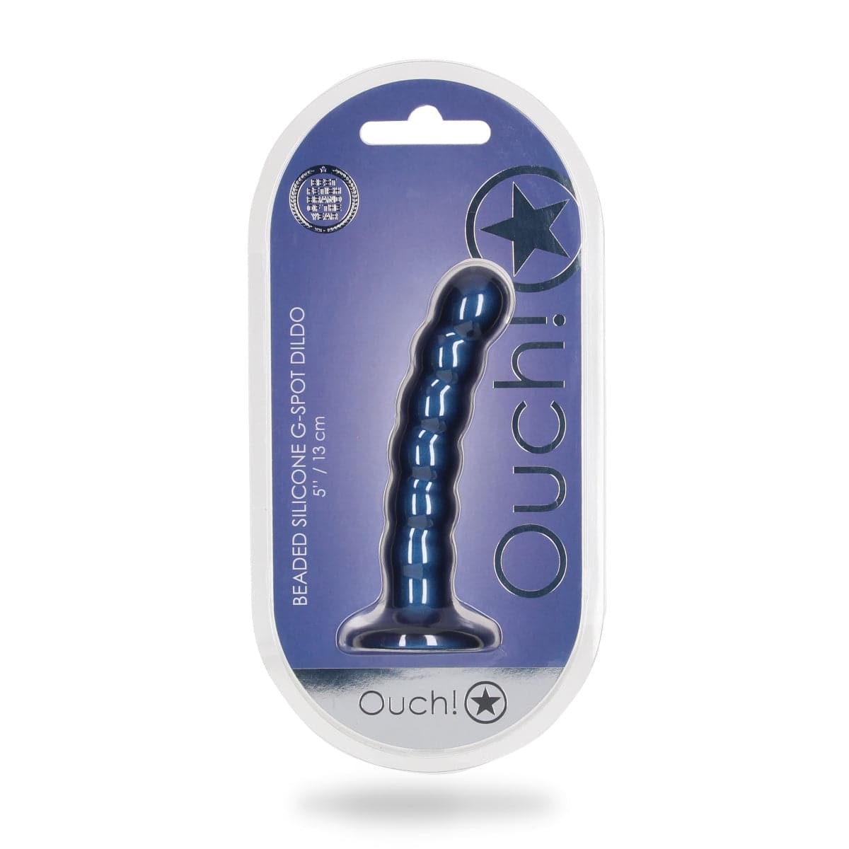 Ouch Beaded Silicone G Spot Dildo 5Inch Metallic Blue - Adult Outlet