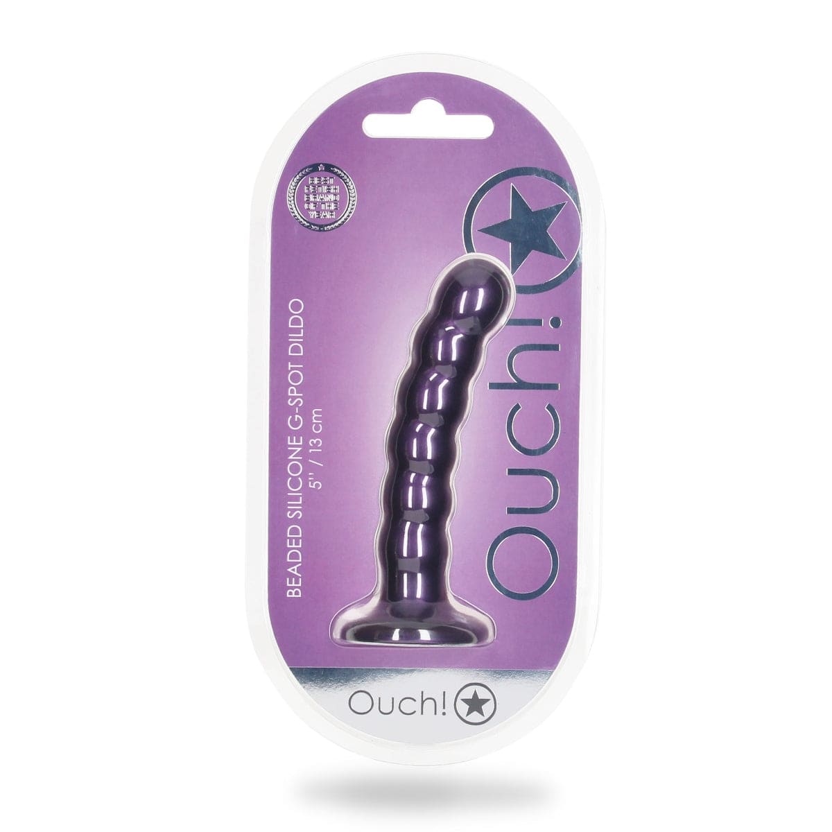 Ouch Beaded Silicone G Spot Dildo 5Inch Metallic Purple - Adult Outlet