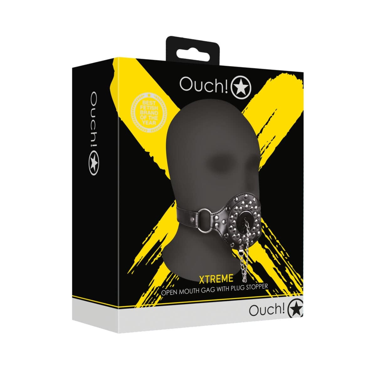 Open Mouth Gag With Plug Stopper Black - Adult Outlet