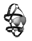 Blindfolded Head Harness With Solid Ball Gag Black - Adult Outlet