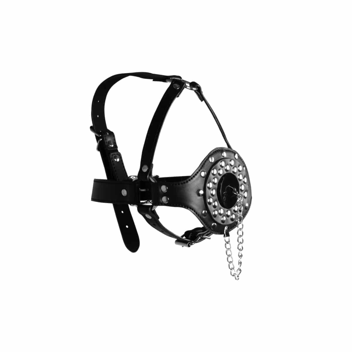 Open Mouth Gag Head Harness With Plug Stopper Black - Adult Outlet