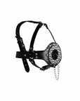 Open Mouth Gag Head Harness With Plug Stopper Black - Adult Outlet