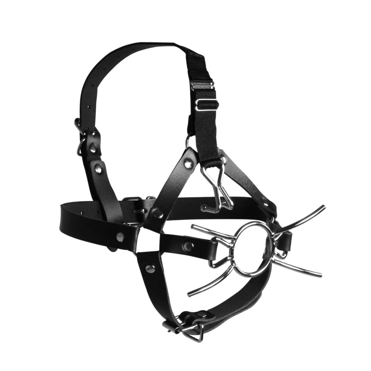 Head Harness With Spider Gag And Nose Hooks Black - Adult Outlet