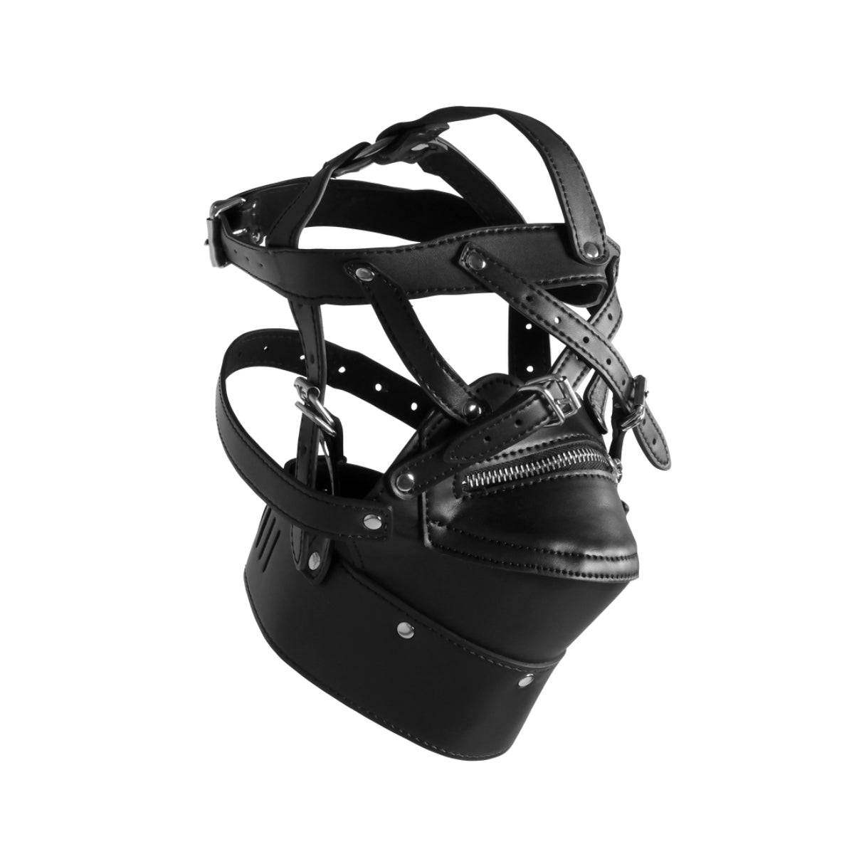 Head Harness With Zipup Mouth And Lock Black - Adult Outlet