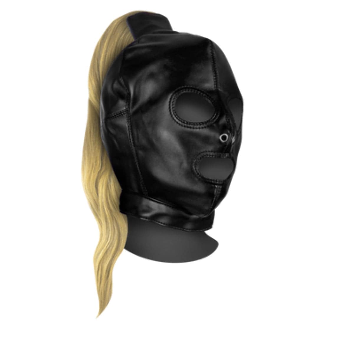 Mask With Blonde Ponytail Black - Adult Outlet