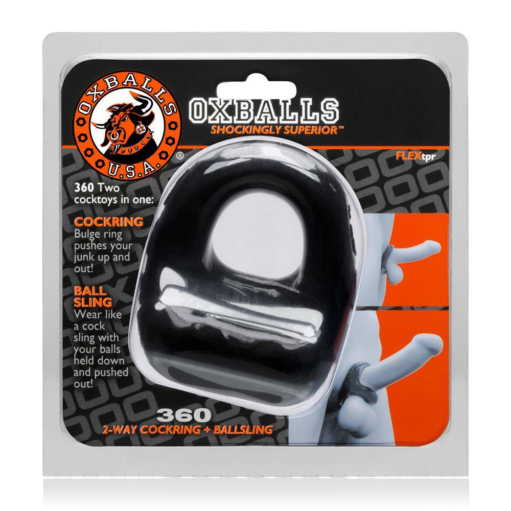 Oxballs 360 Cockring And Ballsling Black Small - Adult Outlet