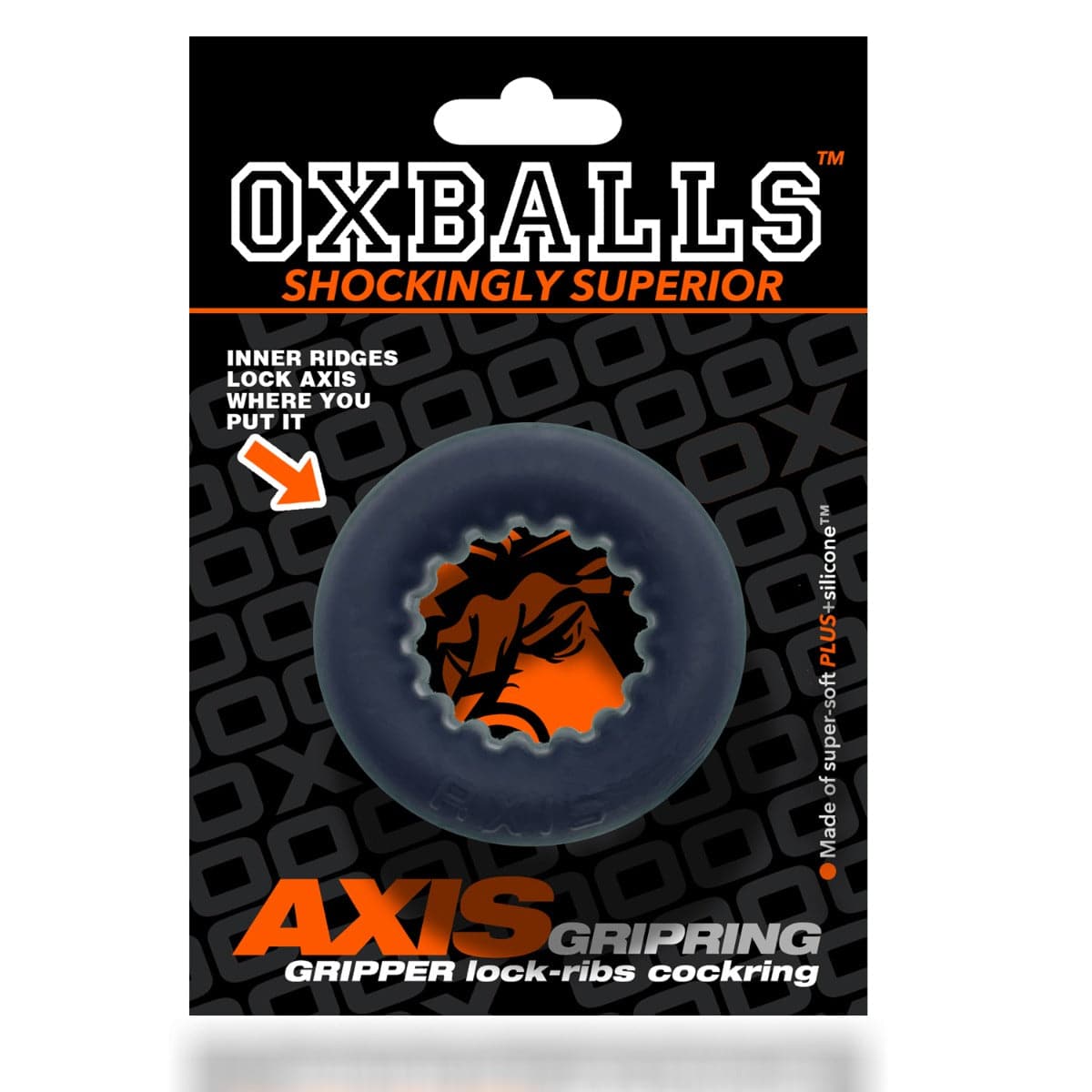 Oxballs Axis Rib Griphold Cockring In Black Ice - Adult Outlet