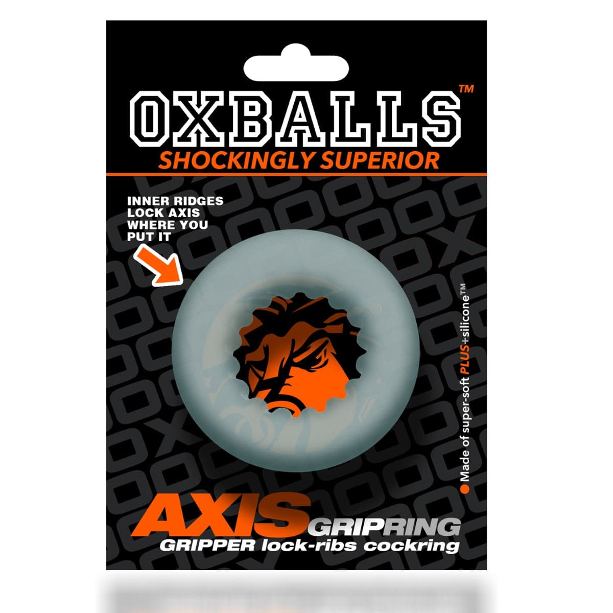 Oxballs Axis Rib Griphold Cockring In Clear Ice - Adult Outlet