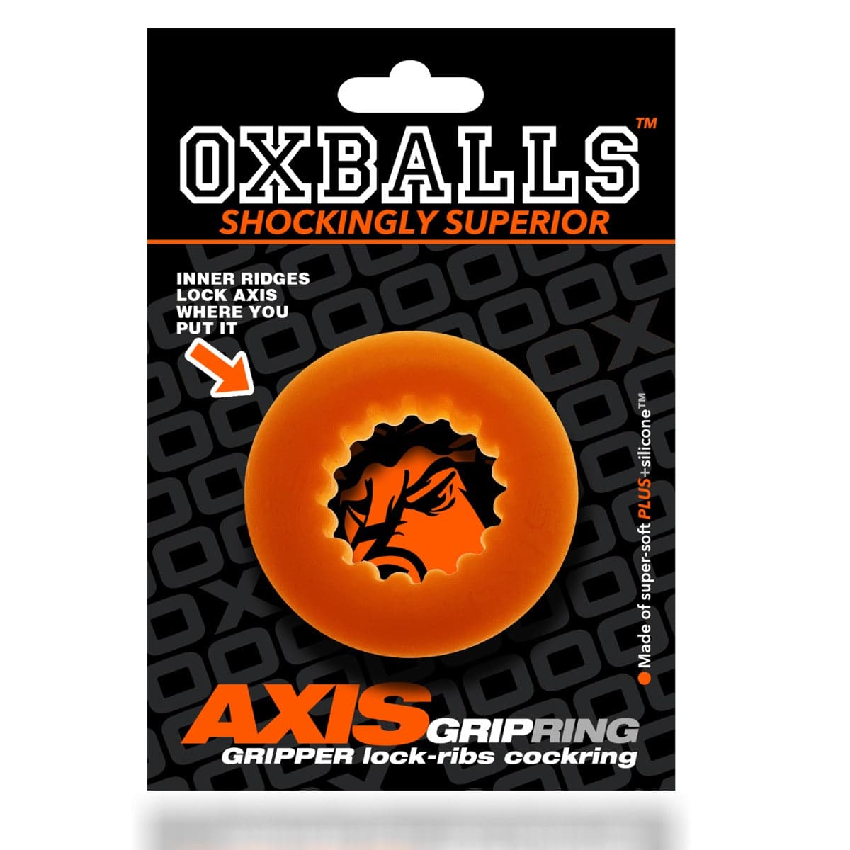 Oxballs Axis Rib Griphold Cockring In Orange Ice - Adult Outlet