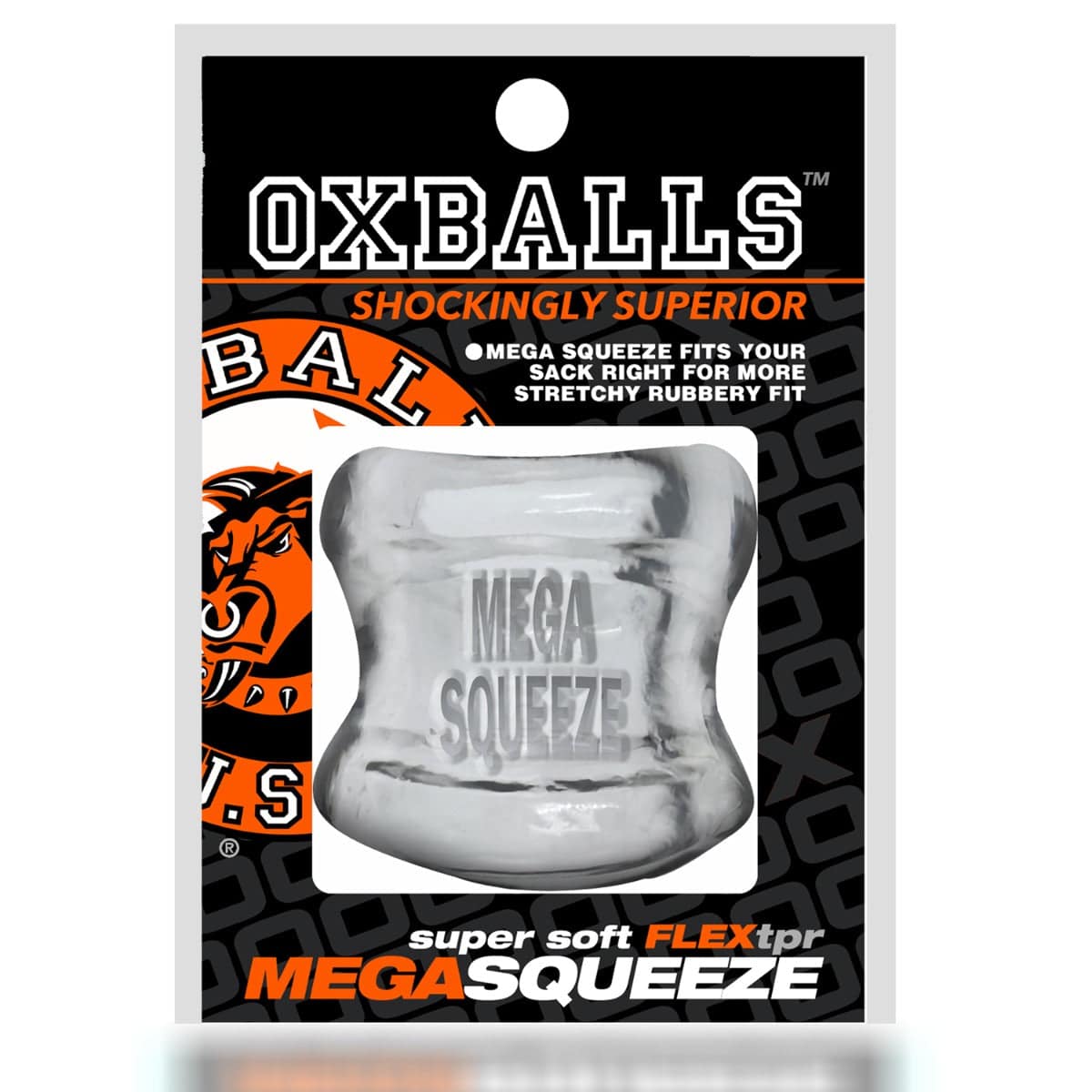 Oxballs Mega Squeeze Ergofit Ballstretcher Clear - Adult Outlet