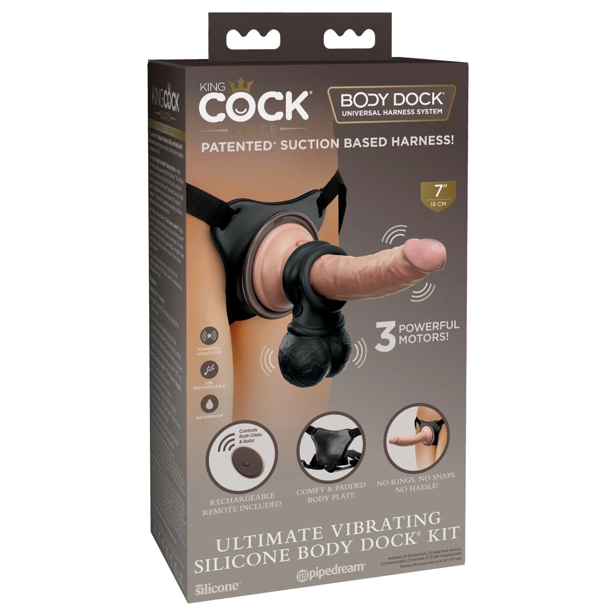 King Cock Elite Ultimate Vibrating Silicone Body Dock Kit - Adult Outlet