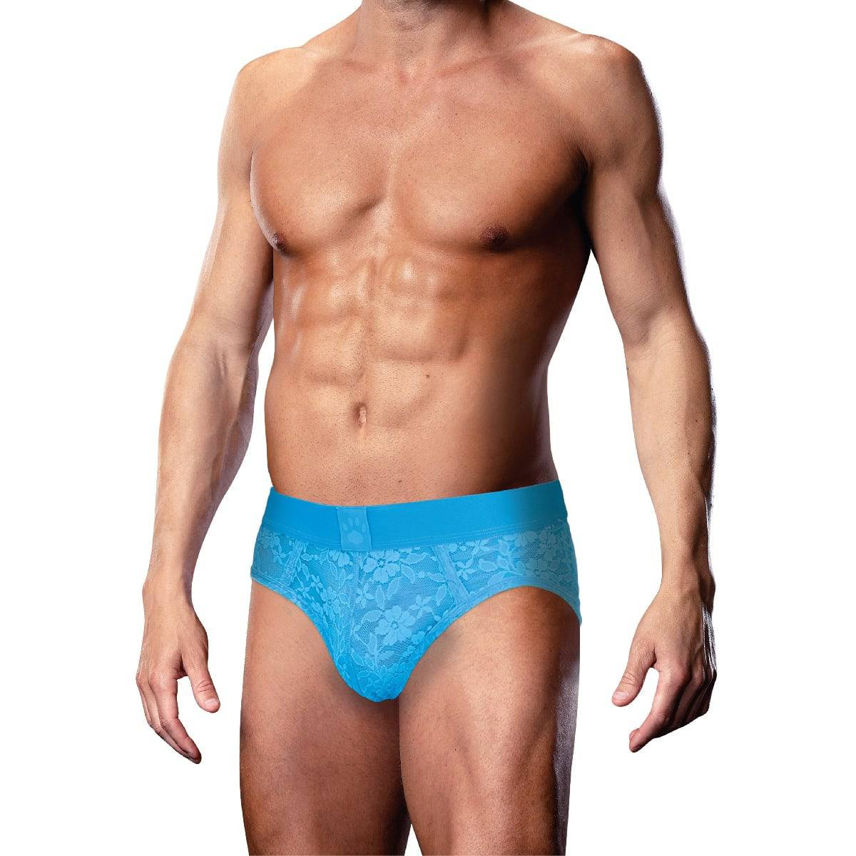 Prowler Neon Blue Lace Open Back Brief Xx Large - Adult Outlet