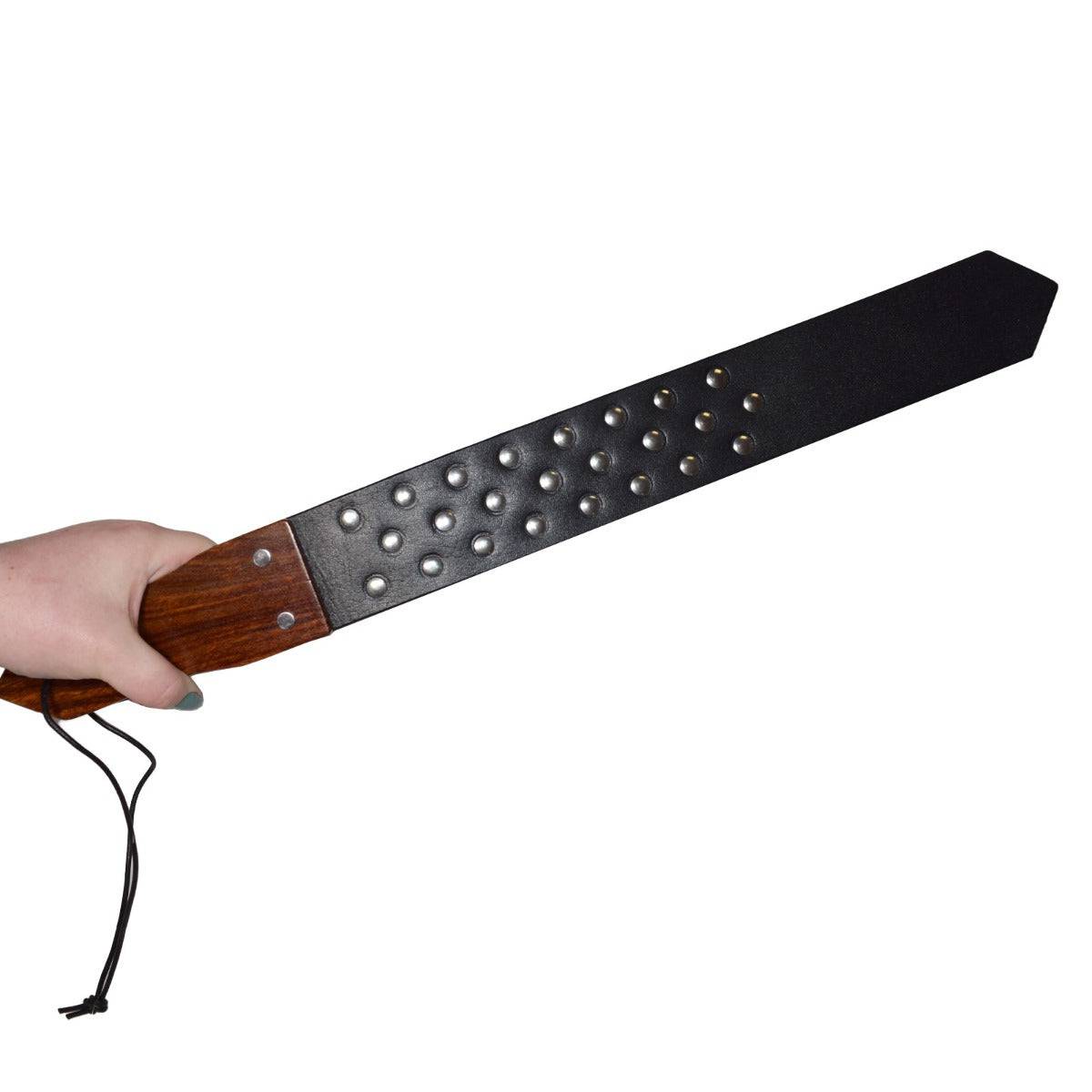 Prowler Red Leather And Wood Studded Paddle - Adult Outlet