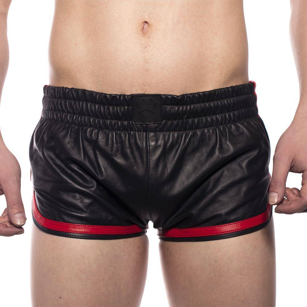 Prowler Red Leather Sports Shorts Black/Red Large - Adult Outlet