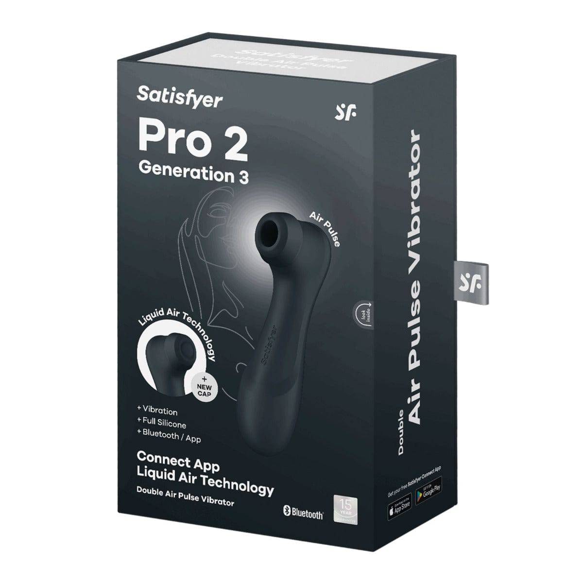 Pro 2 Generation 3With Liquid Air Technology  Vibration And Bluetooth/App Black - Adult Outlet