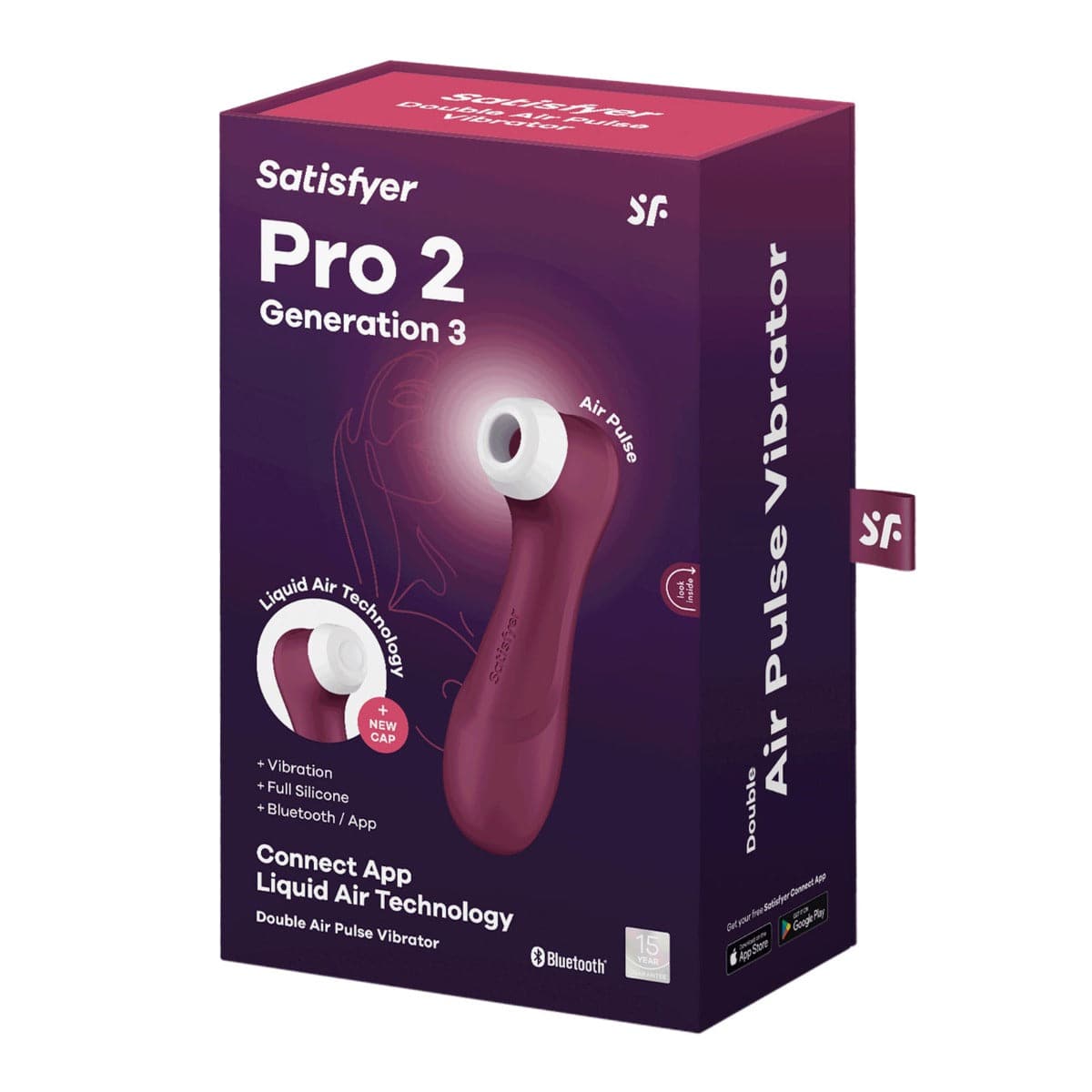 Pro 2 Generation 3With Liquid Air Technology  Vibration And Bluetooth/App Wine Red - Adult Outlet