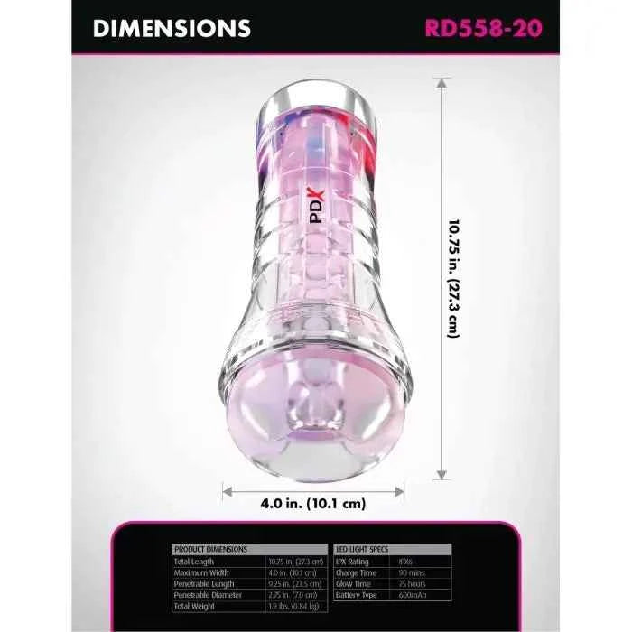 PDX Elite ViewTube XXL See Thru EZ Grip LED Stroker Clear