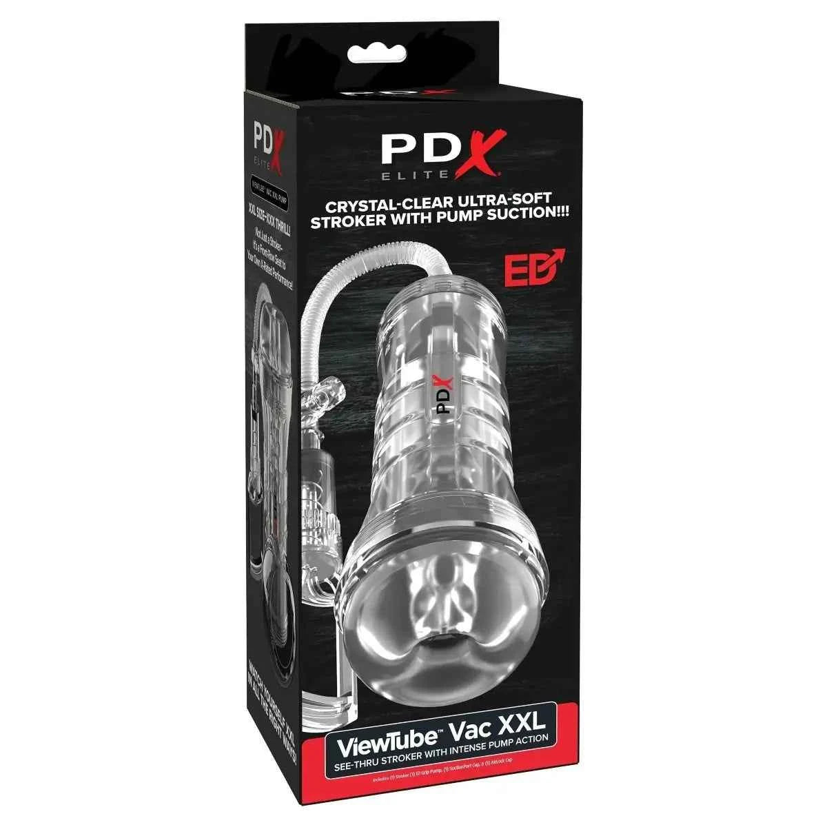 PDX Elite ViewTube Vac XXL Pump See Thru EZ Grip Pump Stroker Clear