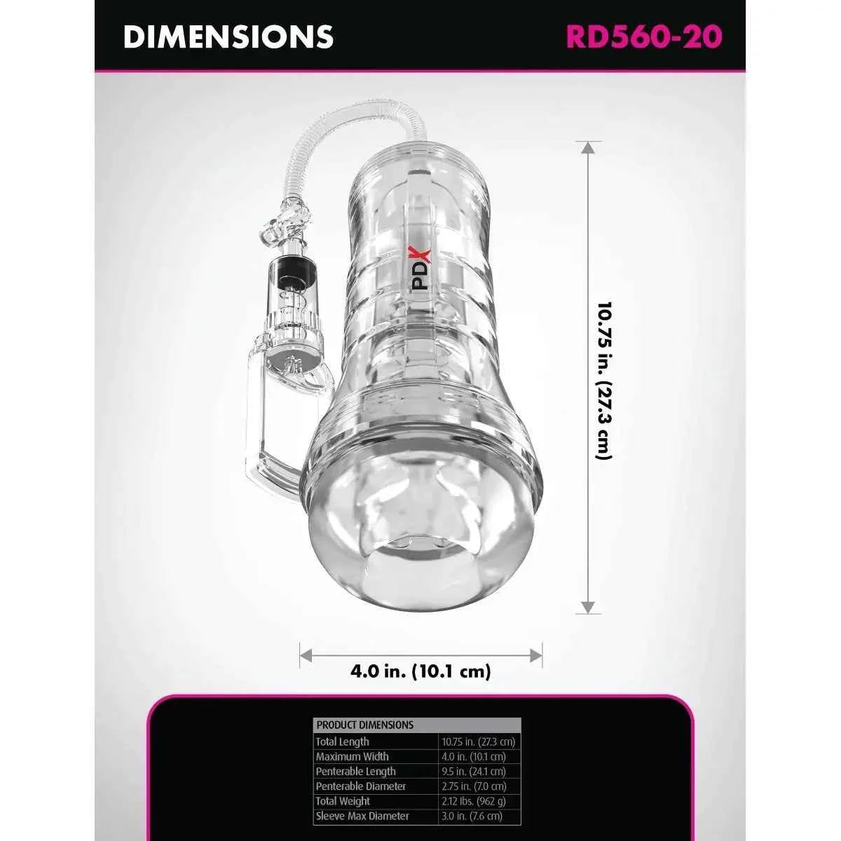 PDX Elite ViewTube Vac XXL Pump See Thru EZ Grip Pump Stroker Clear