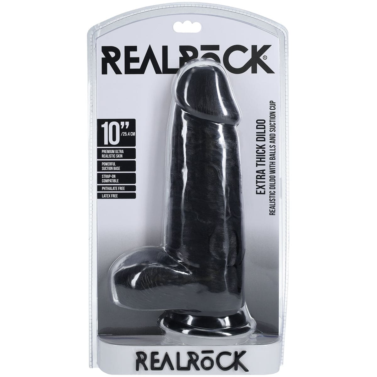 Realrock Extra Thick Realistic Dildo With Balls 10 Inch - Adult Outlet