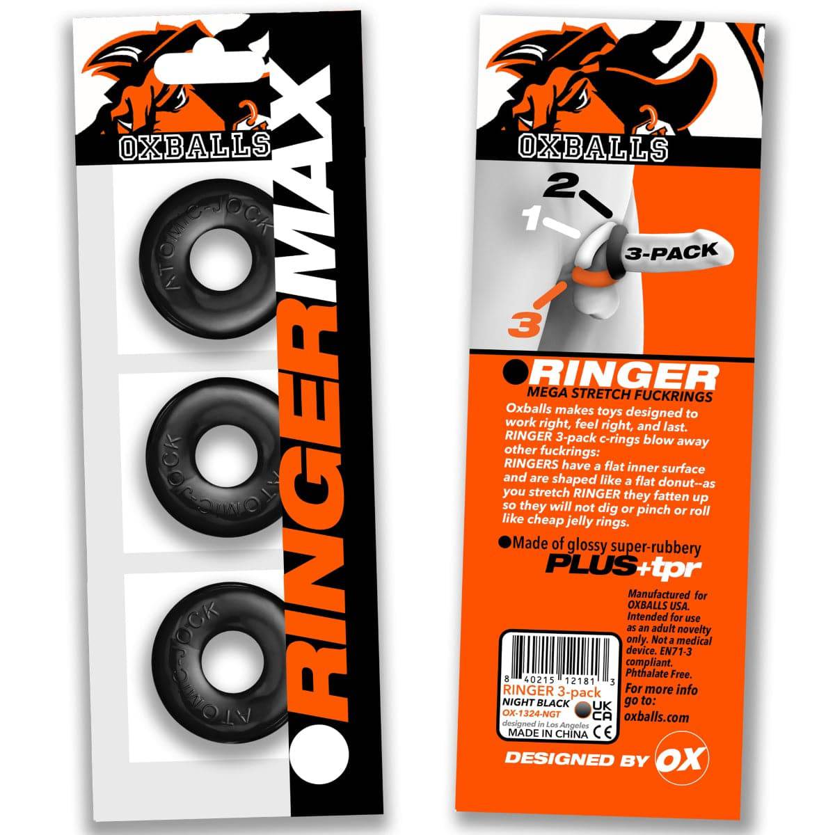 Oxballs Ringer Max 3Pk Black - Adult Outlet