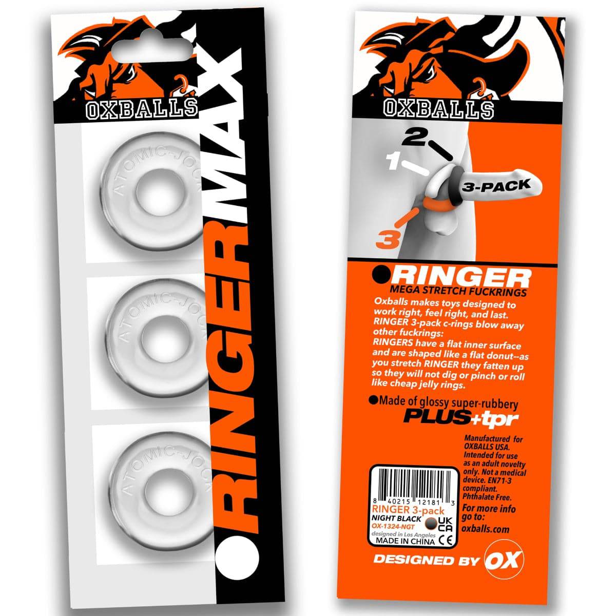 Oxballs Ringer Max 3Pk Clear - Adult Outlet