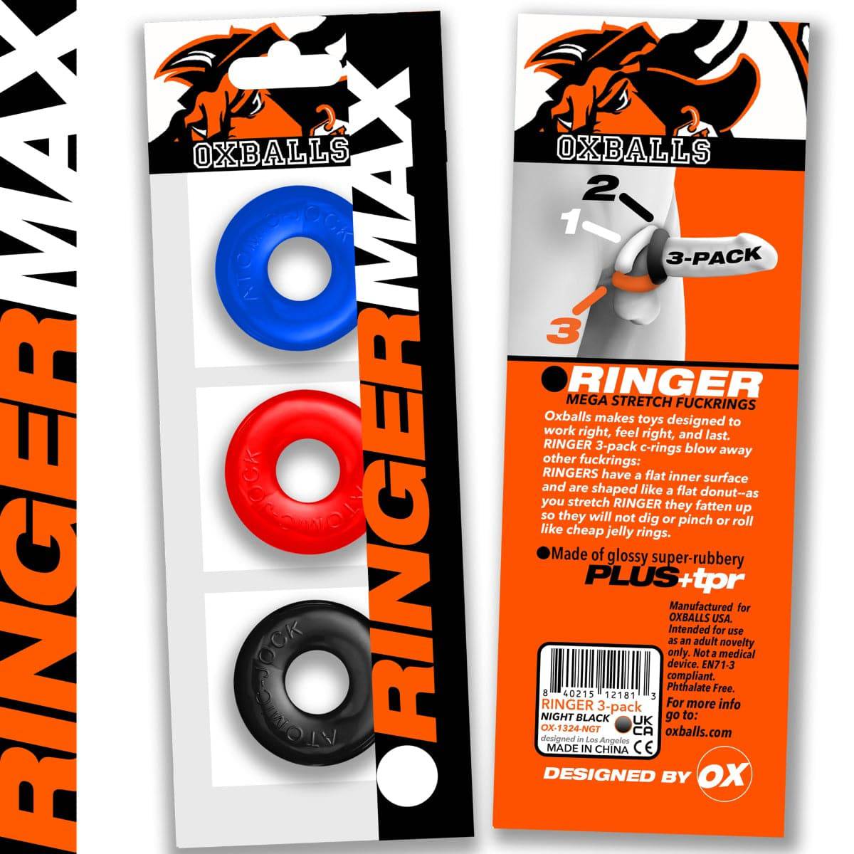 Oxballs Ringer Max 3Pk Multi - Adult Outlet