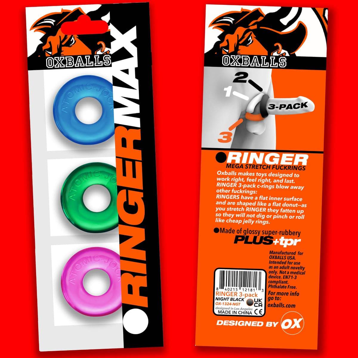 Oxballs Ringer Max 3Pk Neon - Adult Outlet