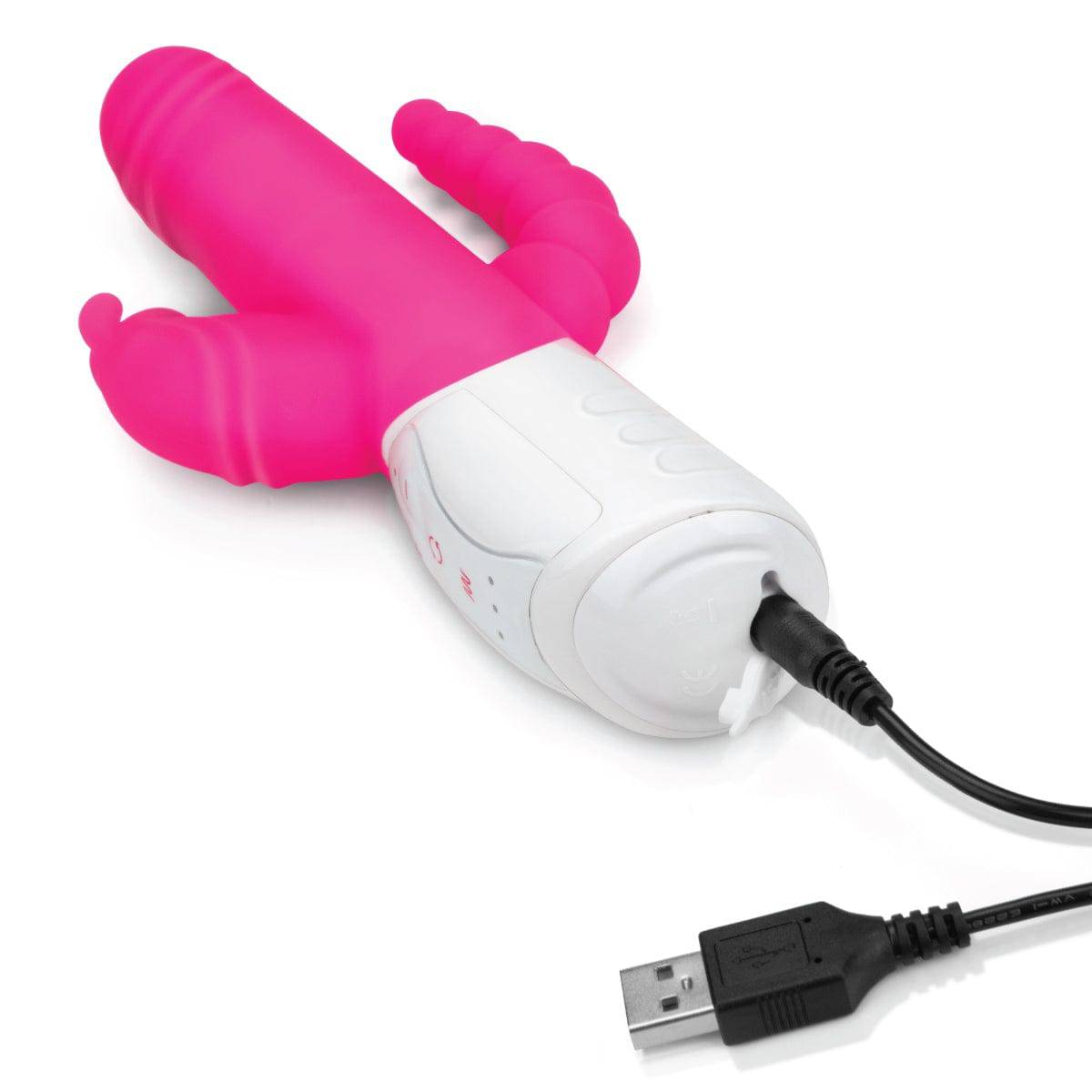 Rabbit Essentials Rr Rechargeable Double Penetration Rabbit Hot Pink - Adult Outlet