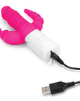 Rabbit Essentials RR Rechargeable Slim Double Penetration Rabbit Vibrator Hot Pink Rabbit Vibrators Rabbit Essentials