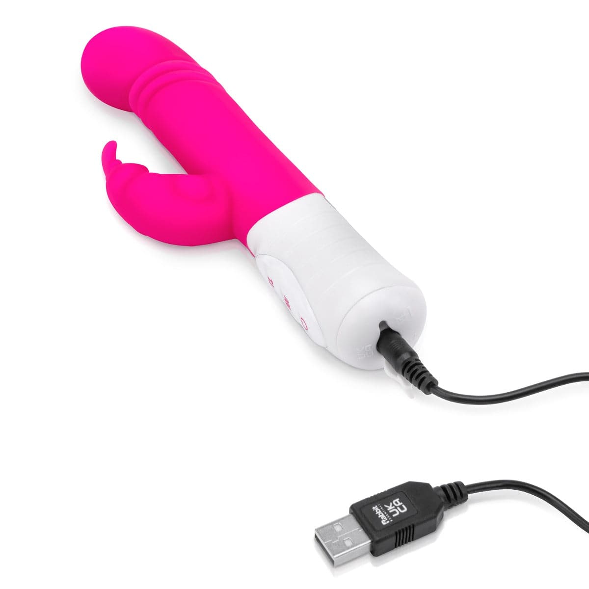 Rabbit Essentials Rechargeable Slim Shaft Thrusting G Spot Rabbit Vibrator Pink - Adult Outlet