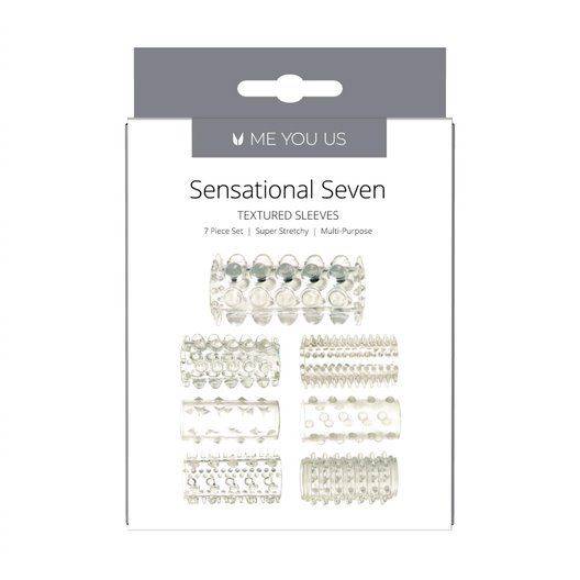 Me You Us Sensational Seven Textured Sleeves Transparent Small - Adult Outlet