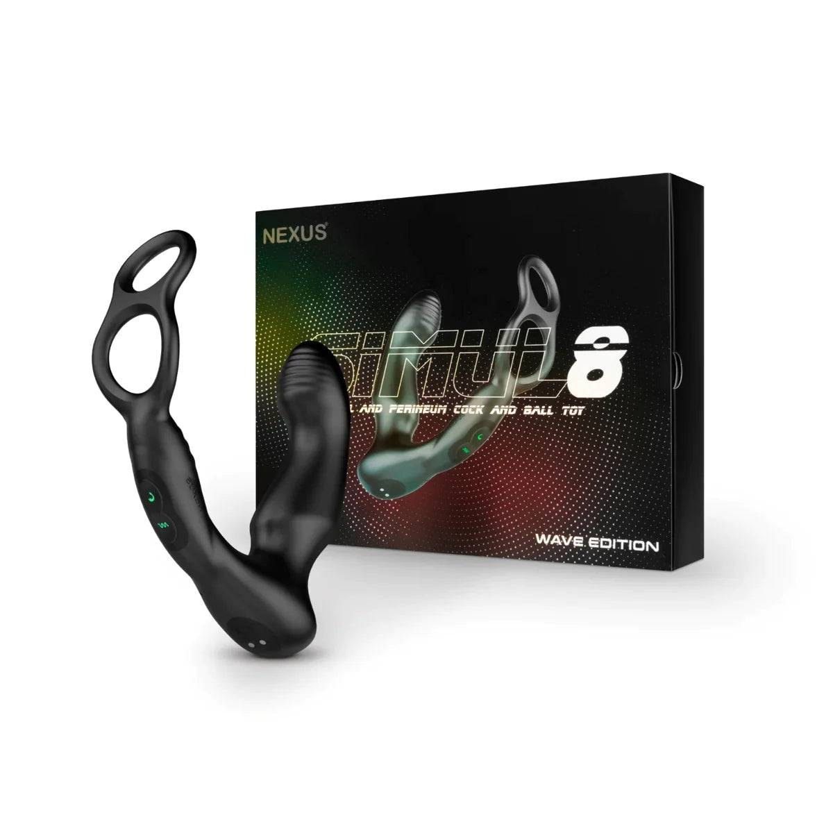 Simul8 Wave Edition Vibrating Dual Motor Anal Cock And Ball Toy - Black - Adult Outlet