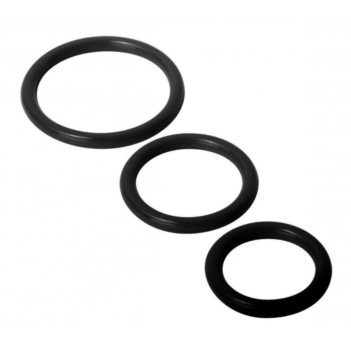 Trinity For Men Penis Rings Set Of 3 Silicone Black - Adult Outlet