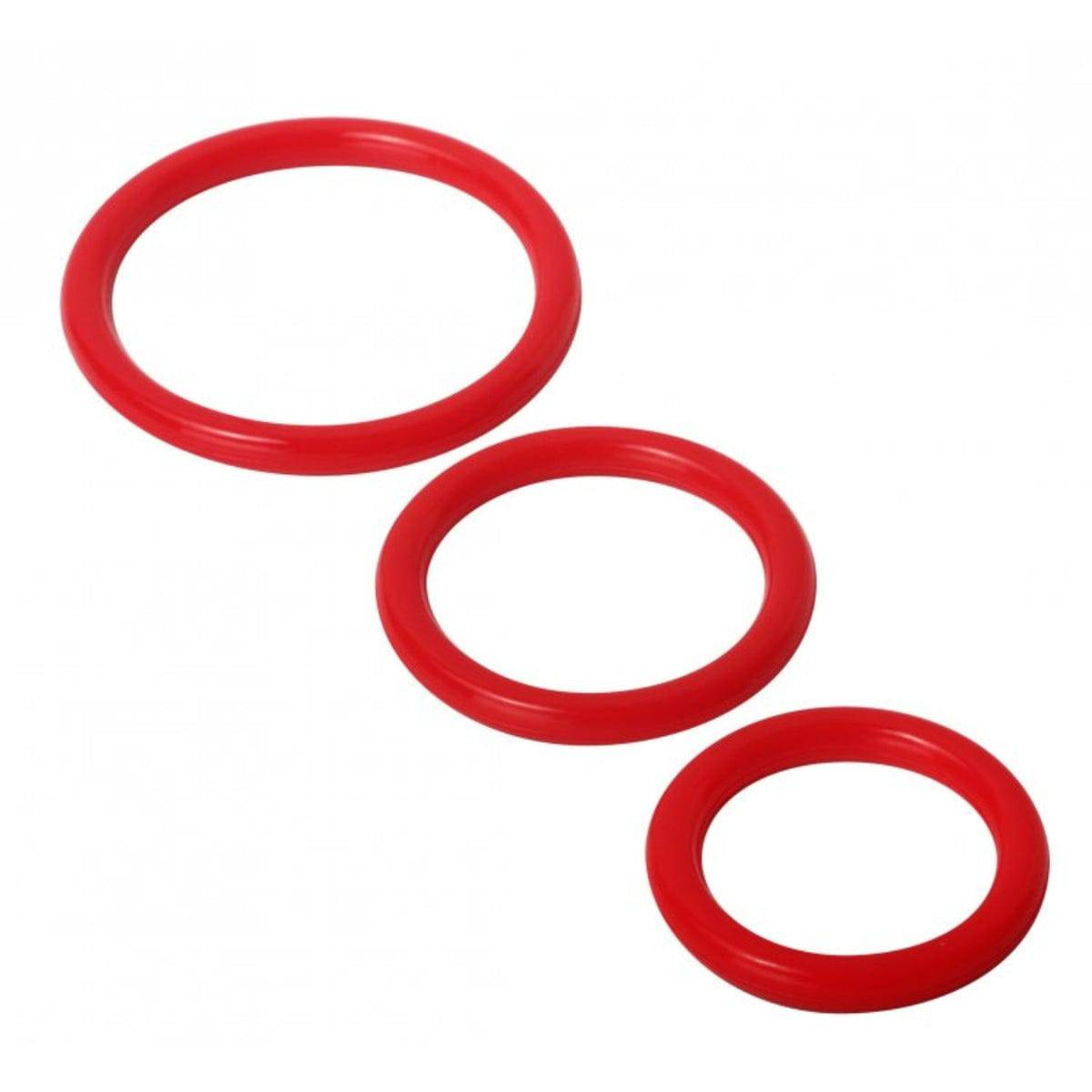 Trinity For Men Penis Rings Set Of 3 Silicone Red - Adult Outlet