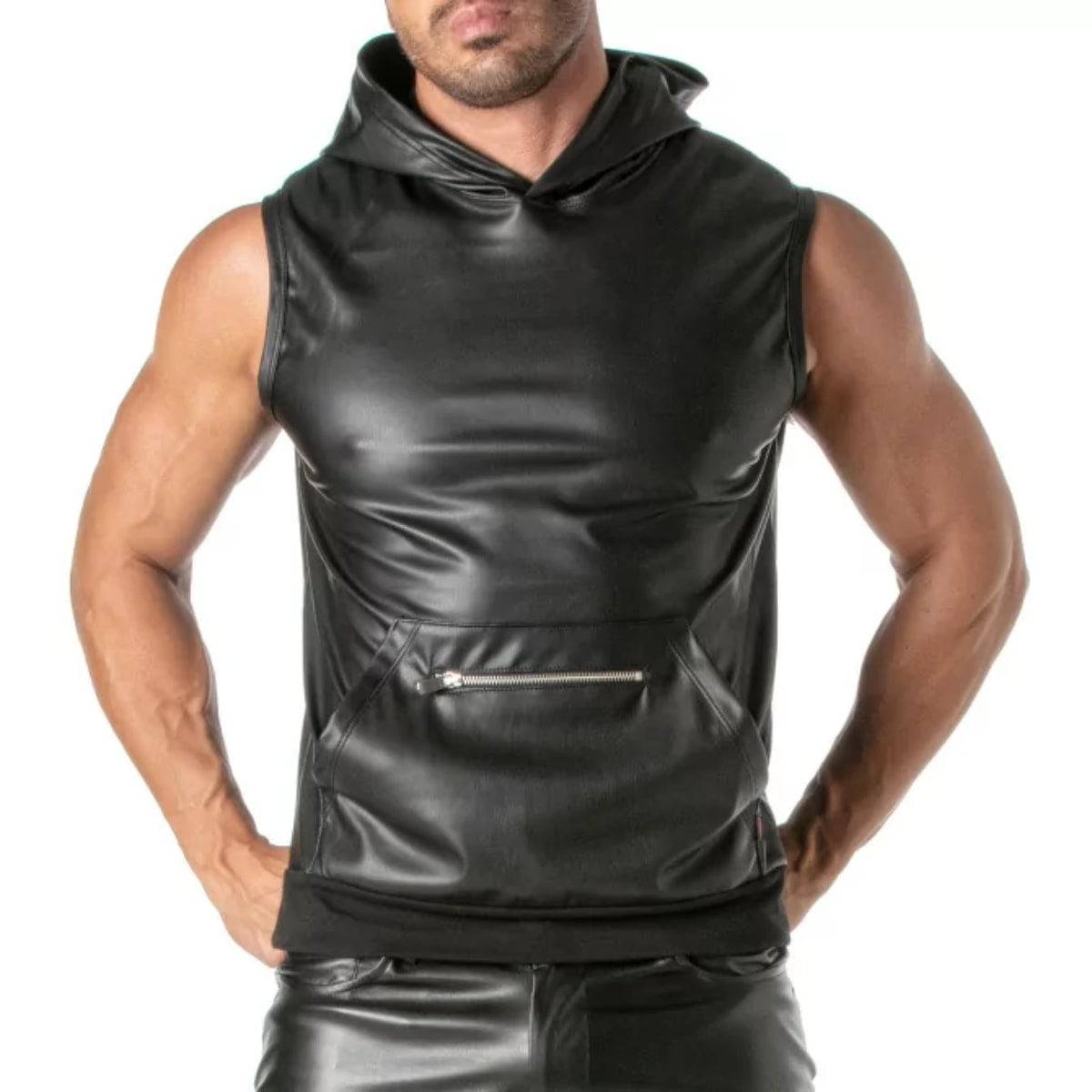 Kinky Zipped Pocket Sleeveless Hoodie - Size : XXL - Adult Outlet