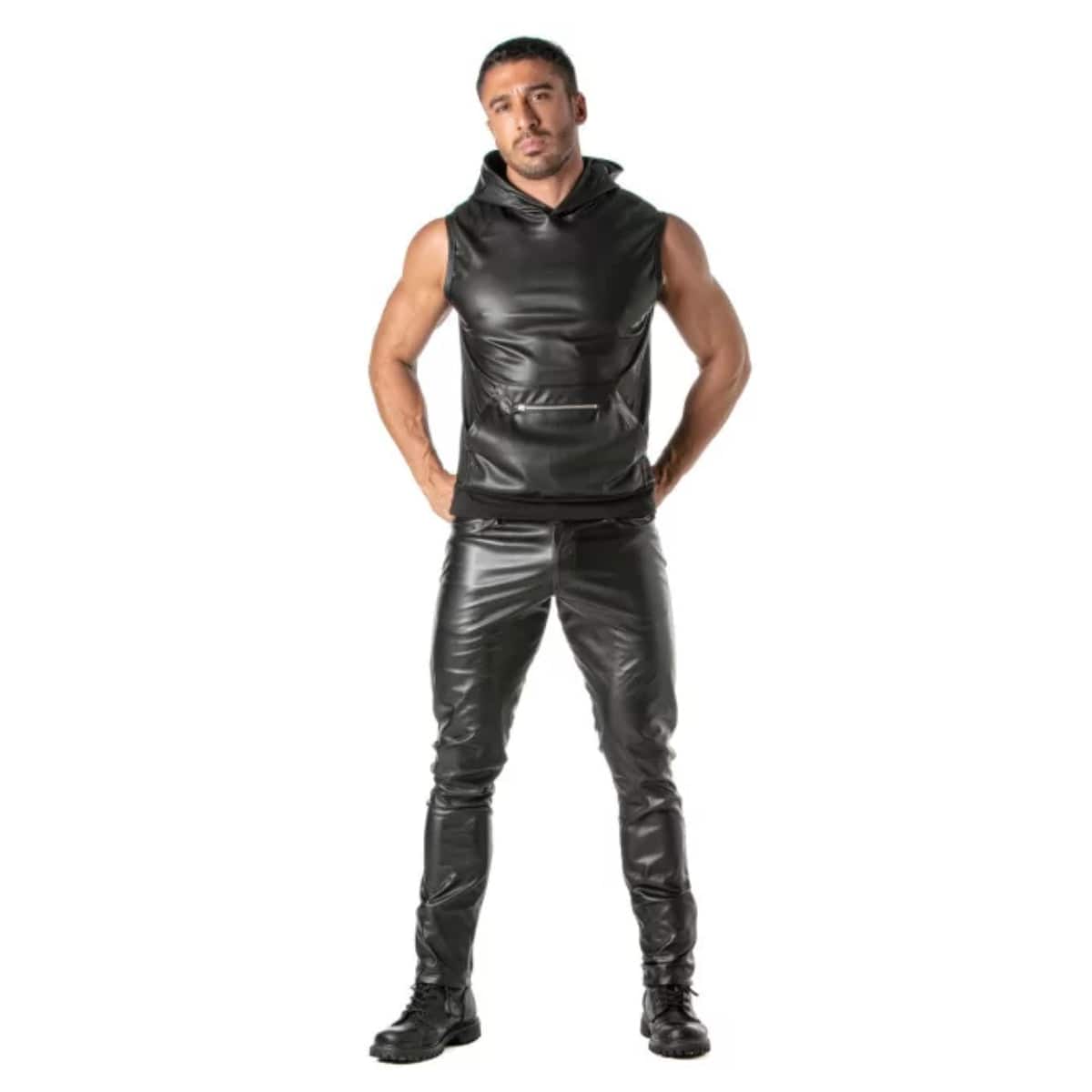 Kinky Zipped Pocket Sleeveless Hoodie - Size : XL - Adult Outlet