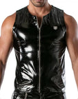 Vinyl Zipped Tank Top Black - Size : L - Adult Outlet