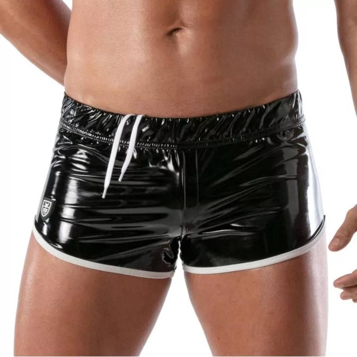 Vinyl Fetish Shorts Black/White - Size XL - Adult Outlet