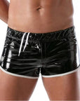 Vinyl Fetish Shorts Black/White - Size S - Adult Outlet