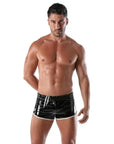 Vinyl Fetish Shorts Black/White - Size S - Adult Outlet