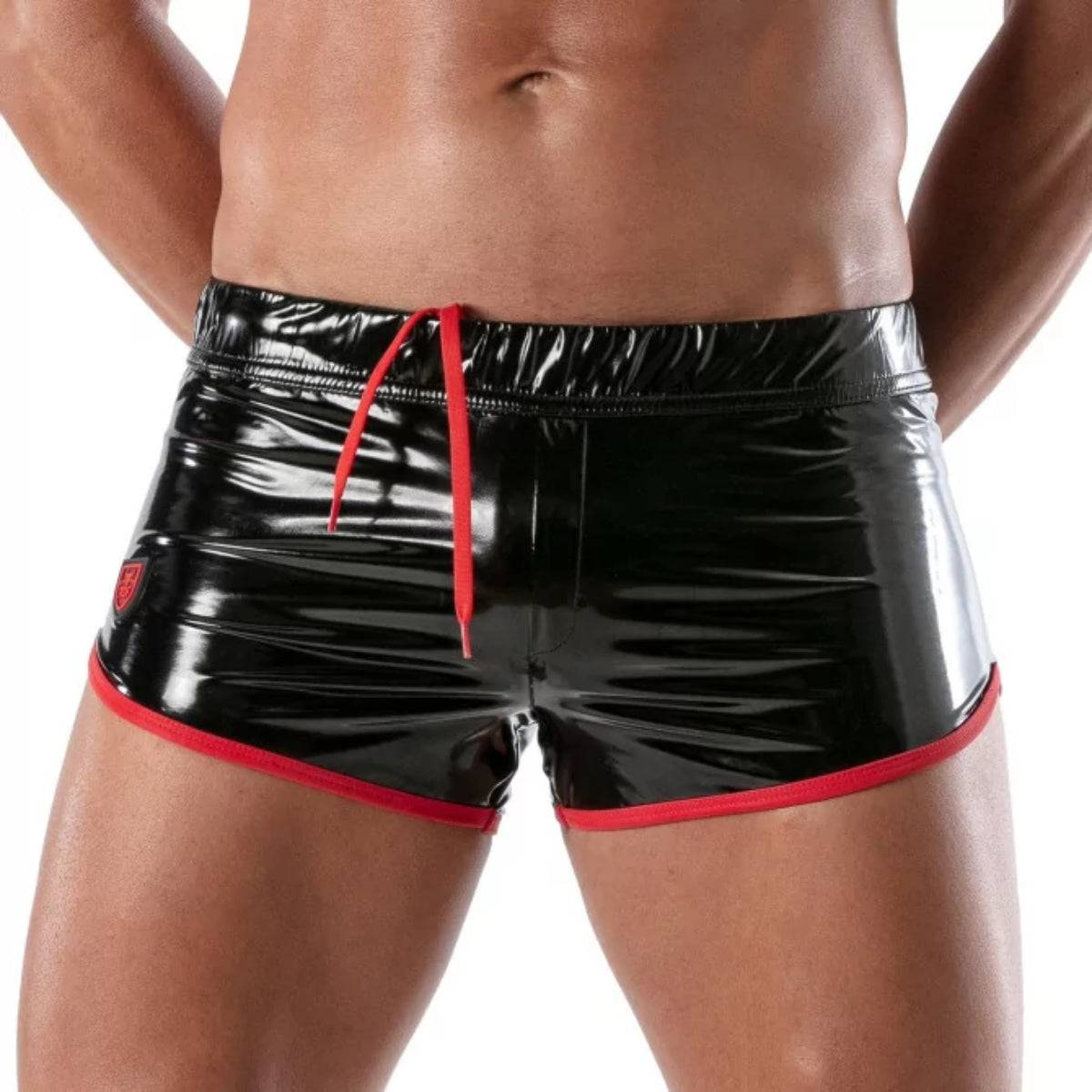 Vinyl Fetish Shorts Black/Red - Size : XL - Adult Outlet