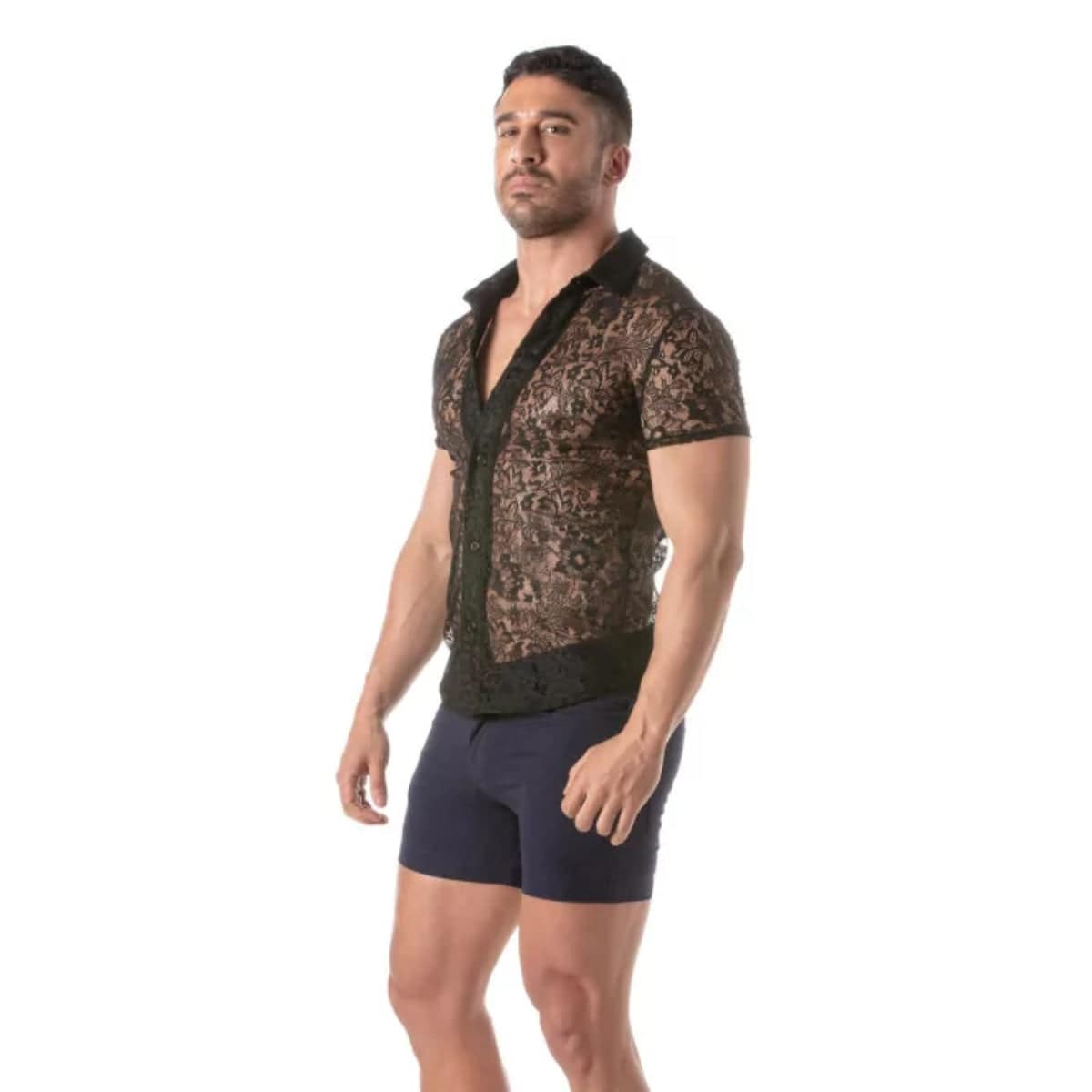 Lace Short Sleeves Shirt - Size : XL - Adult Outlet