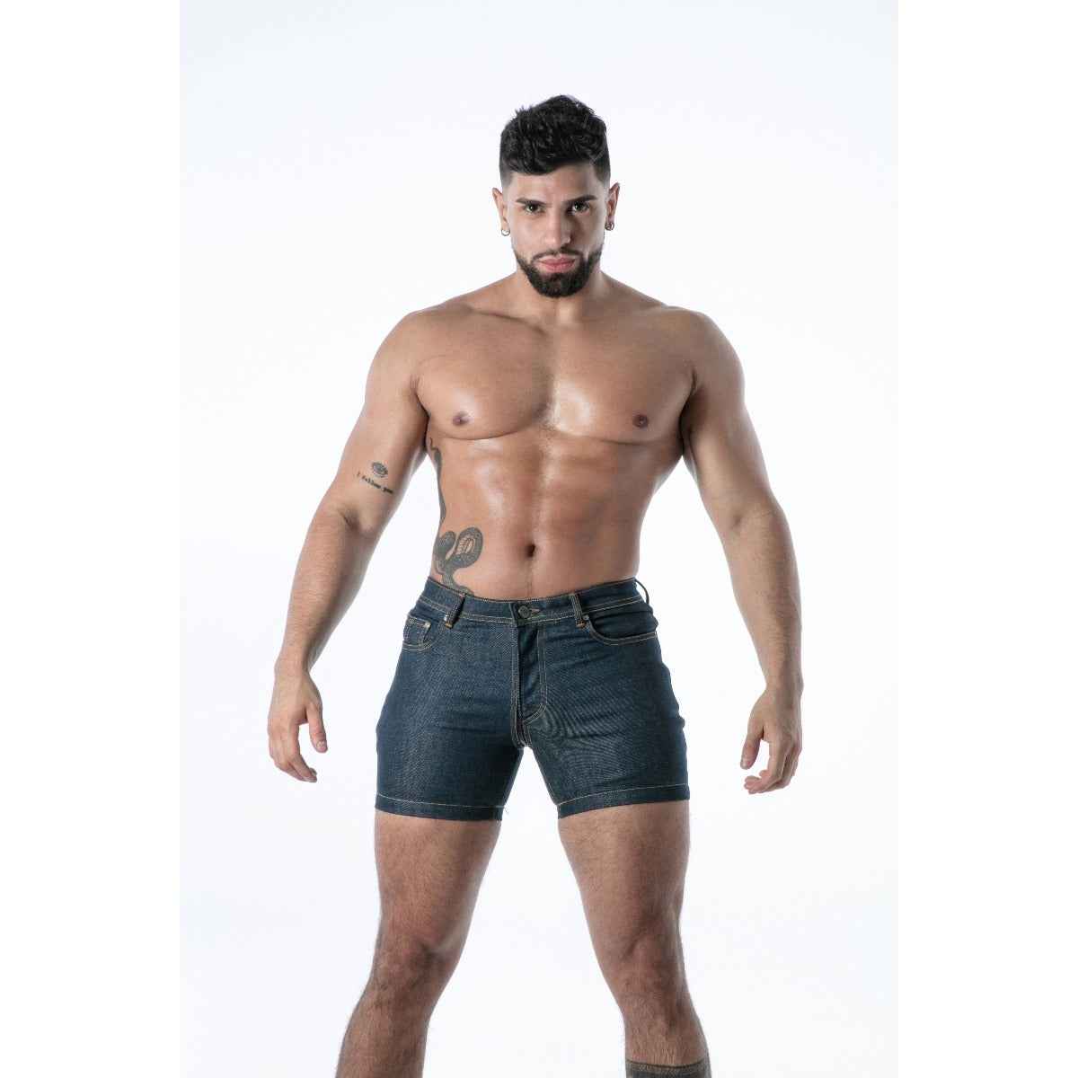 TOF Paris Raw Denim Full-Zip Shorts Medium