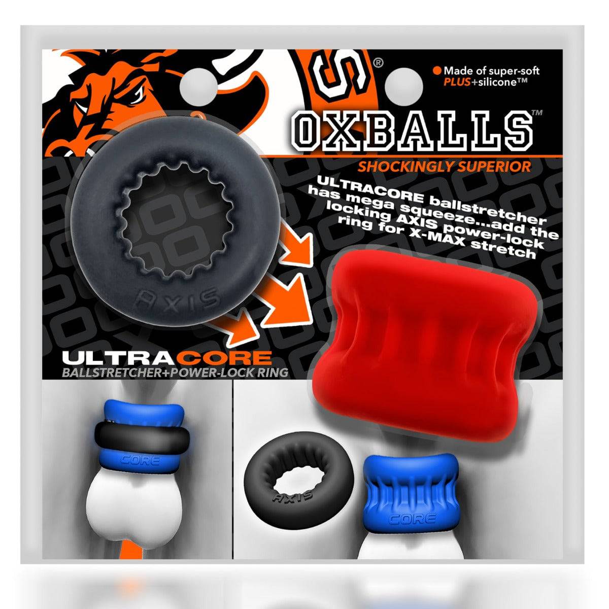 Oxballs Ultracore Core Ballstretcher With Axis Ring Red Ice - Adult Outlet