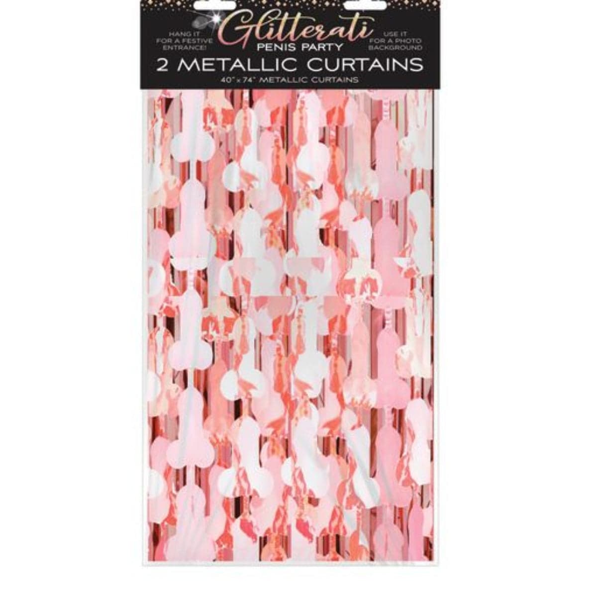 Little Genie Glitterati Penis Foil Curtain Set Of 2 - Adult Outlet