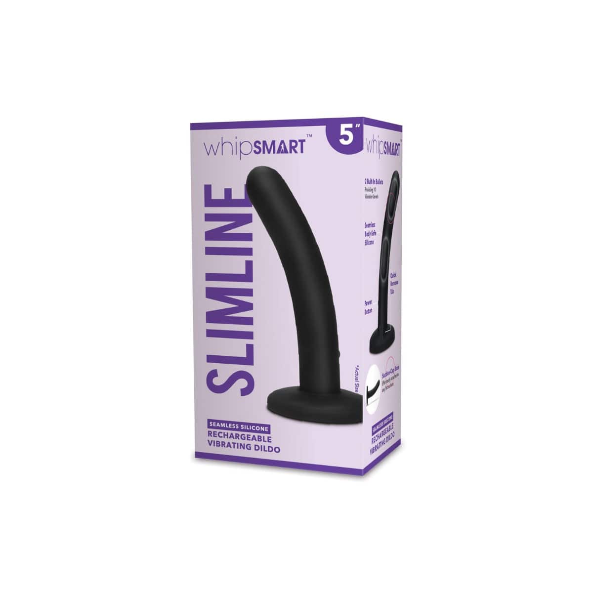 Whipsmart 5 Rechargeable Slimline Vibrating Dildo Black" - Adult Outlet