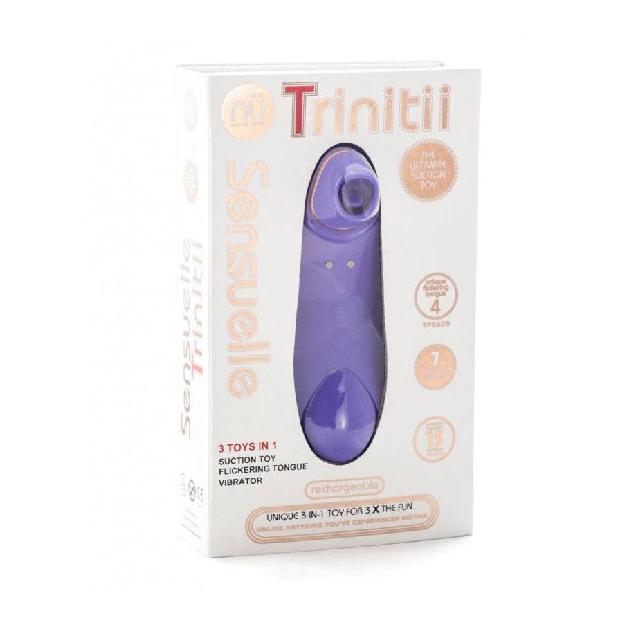 Nu Sensuelle Trinitii 3 In 1 Suction Tonuge Vibe Violet - Adult Outlet