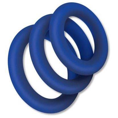 Zolo Extra Thick Silicone Cock Ring 3 Pack Blue - Adult Outlet